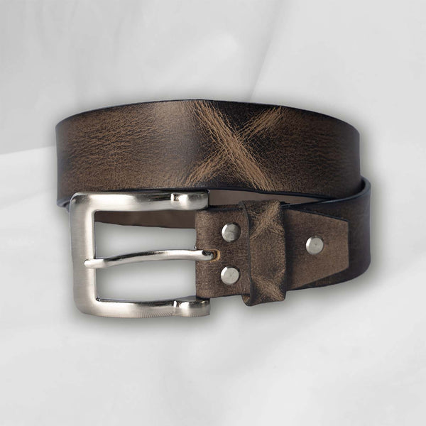 38.mm Head Dyed Leather Belt Black Asphalt - Black Asphalt