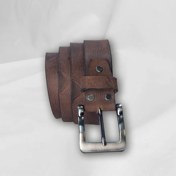 38.mm Head Dyed Leather Belt Black Asphalt - Black Asphalt