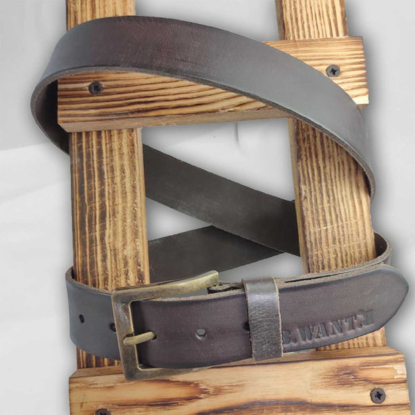 38.mm buffalo leather belt with black border