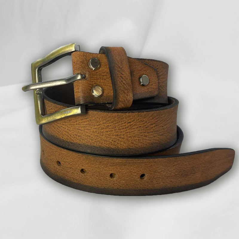 38.mm Head Dyed Leather Belt Black Asphalt - Black Asphalt