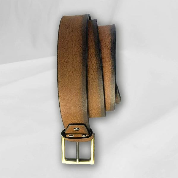 38.mm Head Dyed Leather Belt Black Asphalt - Black Asphalt