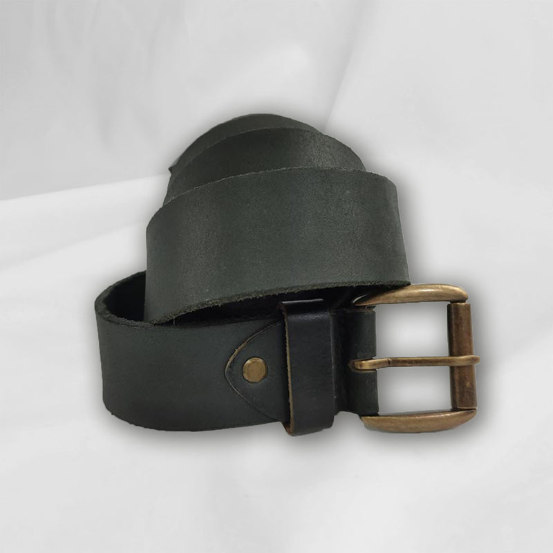 38.mm Head Dyed Leather Belt Black Asphalt - Black Asphalt