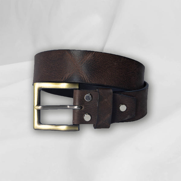 38.mm Head Dyed Leather Belt Black Asphalt - Black Asphalt