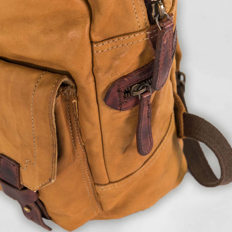 Leather BackPack Side Zip front pocket with trimming Tent Original