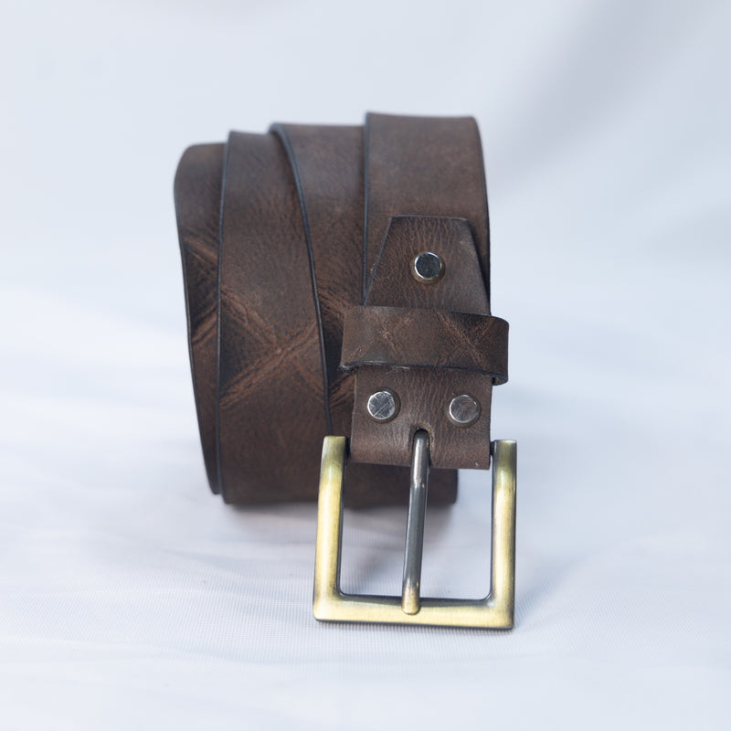 Cintura Pelle Cioccolato 38.mm Anticata a Mano - Cross Design