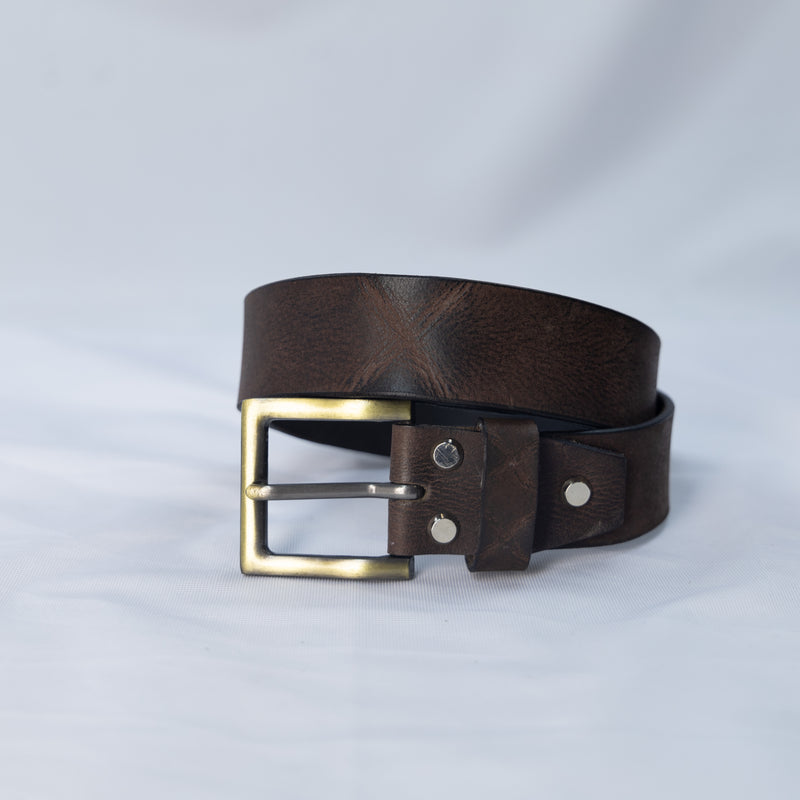 Cintura Pelle Cioccolato 38.mm Anticata a Mano - Cross Design