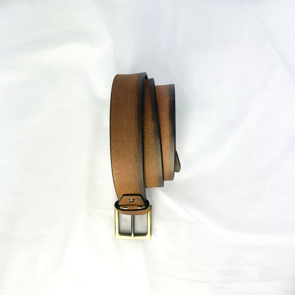 38.mm Head Dyed Leather Belt Black Asphalt - Black Asphalt