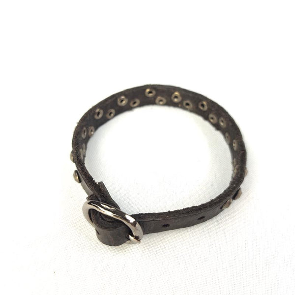 "Slim 1 Time" Bracelet in Black Asphalt Leather with Gunmetal Studs