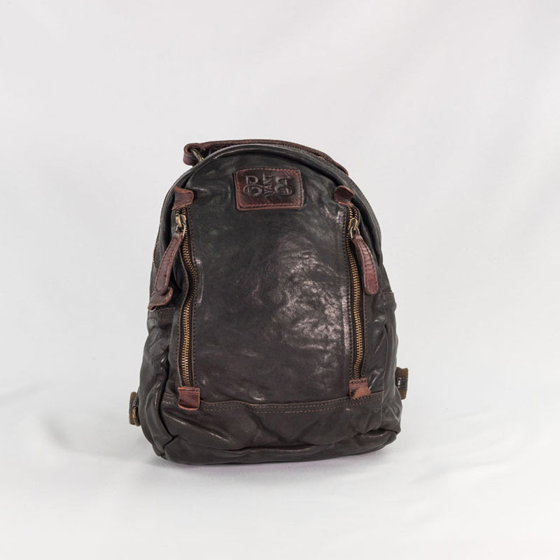 Leather BackPack front Doublef Zip Compartment, with trimming Tent Original