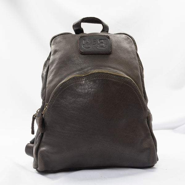 Leather Women BackPack "Round Pyramid zip", with trimming Tent Original